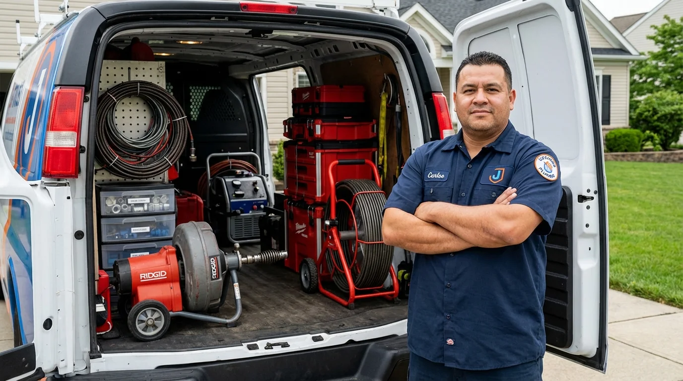 Professional drain cleaning equipment and Johns Plumbing LLC plumber in Athena