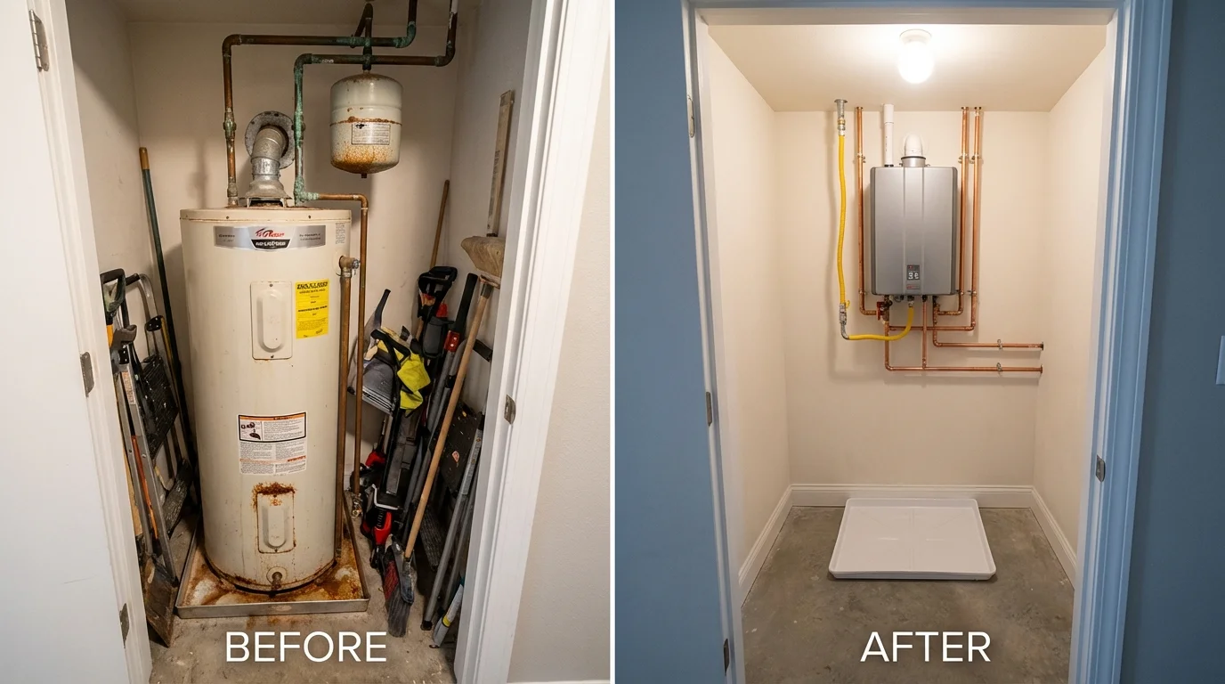 Tank water heater versus wall-mounted tankless unit comparison for Athena, OR homeowners