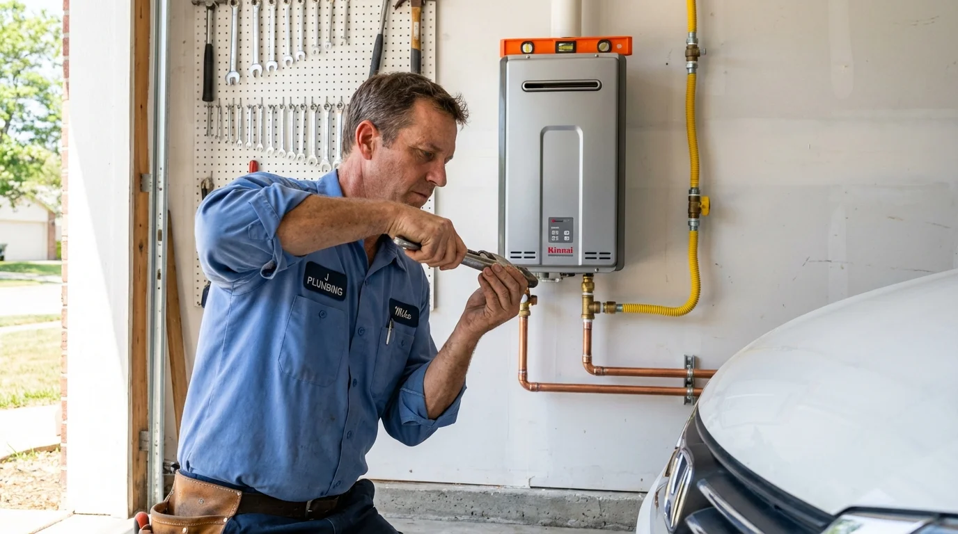 Tankless water heater installation by a Johns Plumbing LLC plumber in Athena